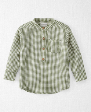 Toddler Organic Gingham Cotton Gauze Henley